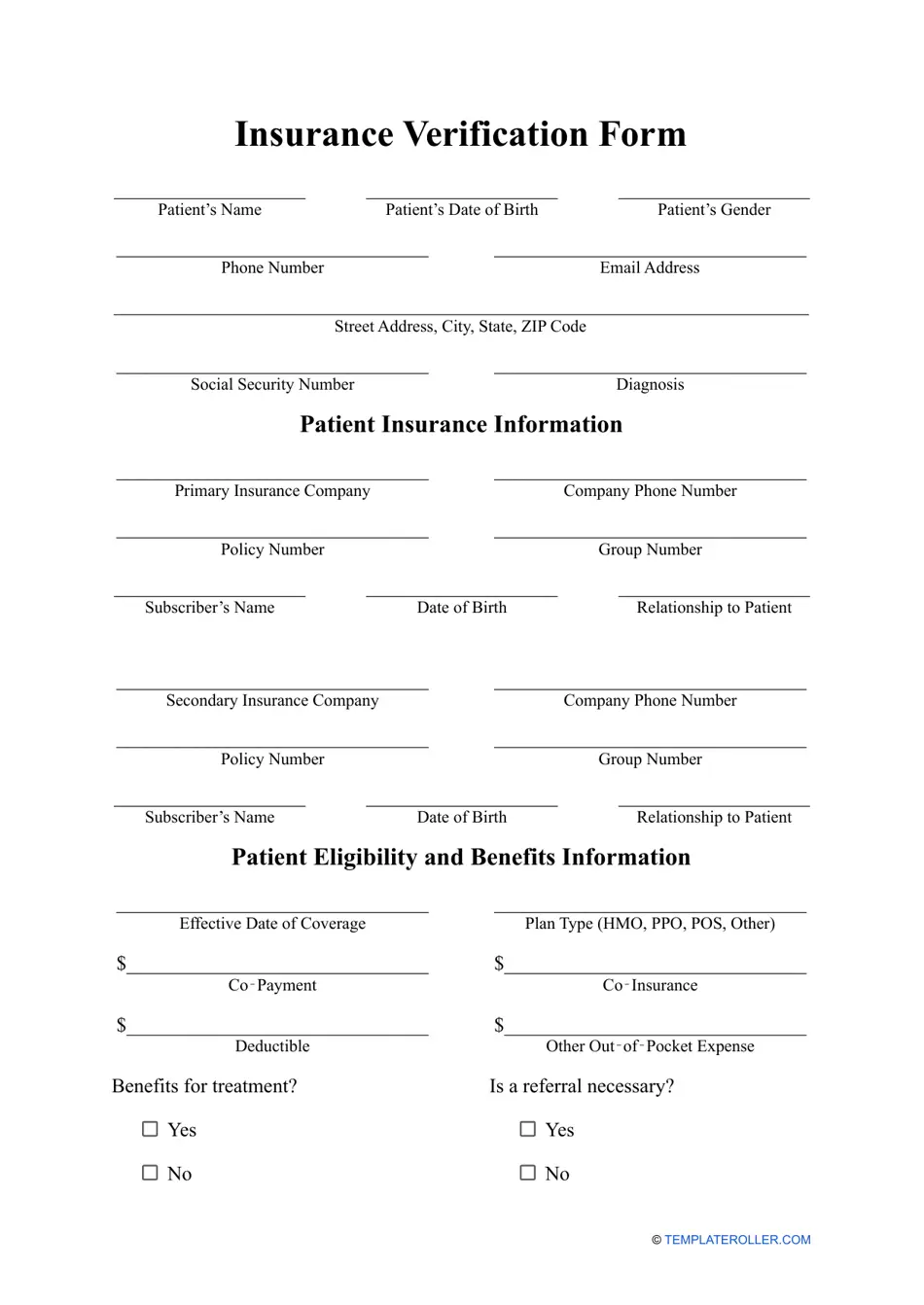 Insurance Verification Form Fill Out Sign Online And Download PDF Templateroller