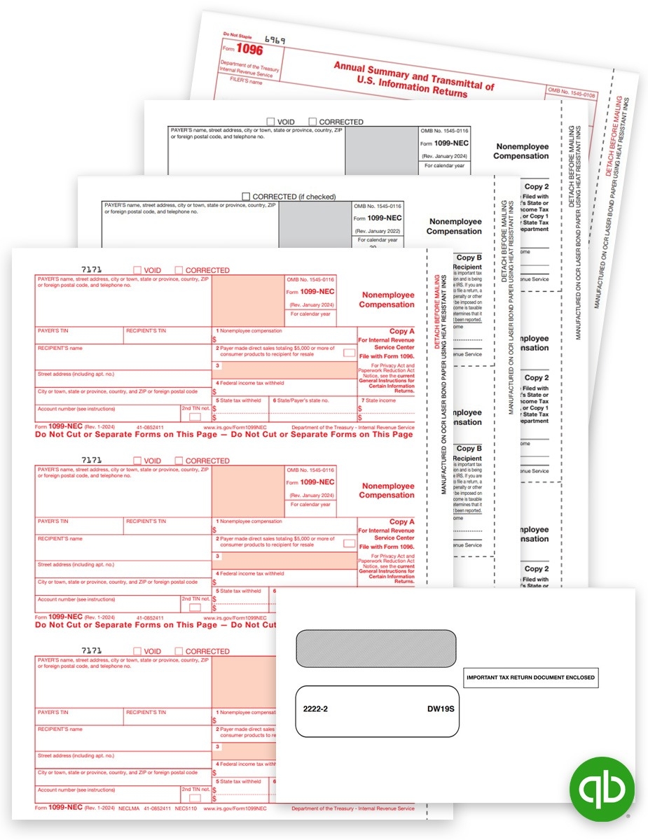 Intuit QuickBooks 1099 NEC Tax Forms Set DiscountTaxForms