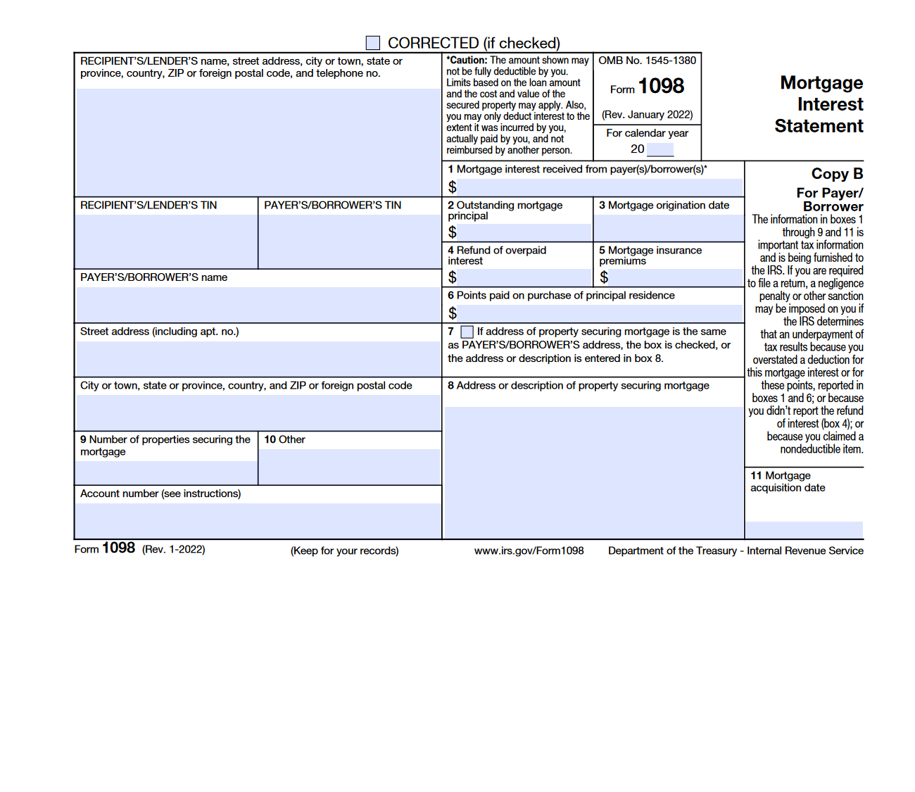 Free Printable Form 1098