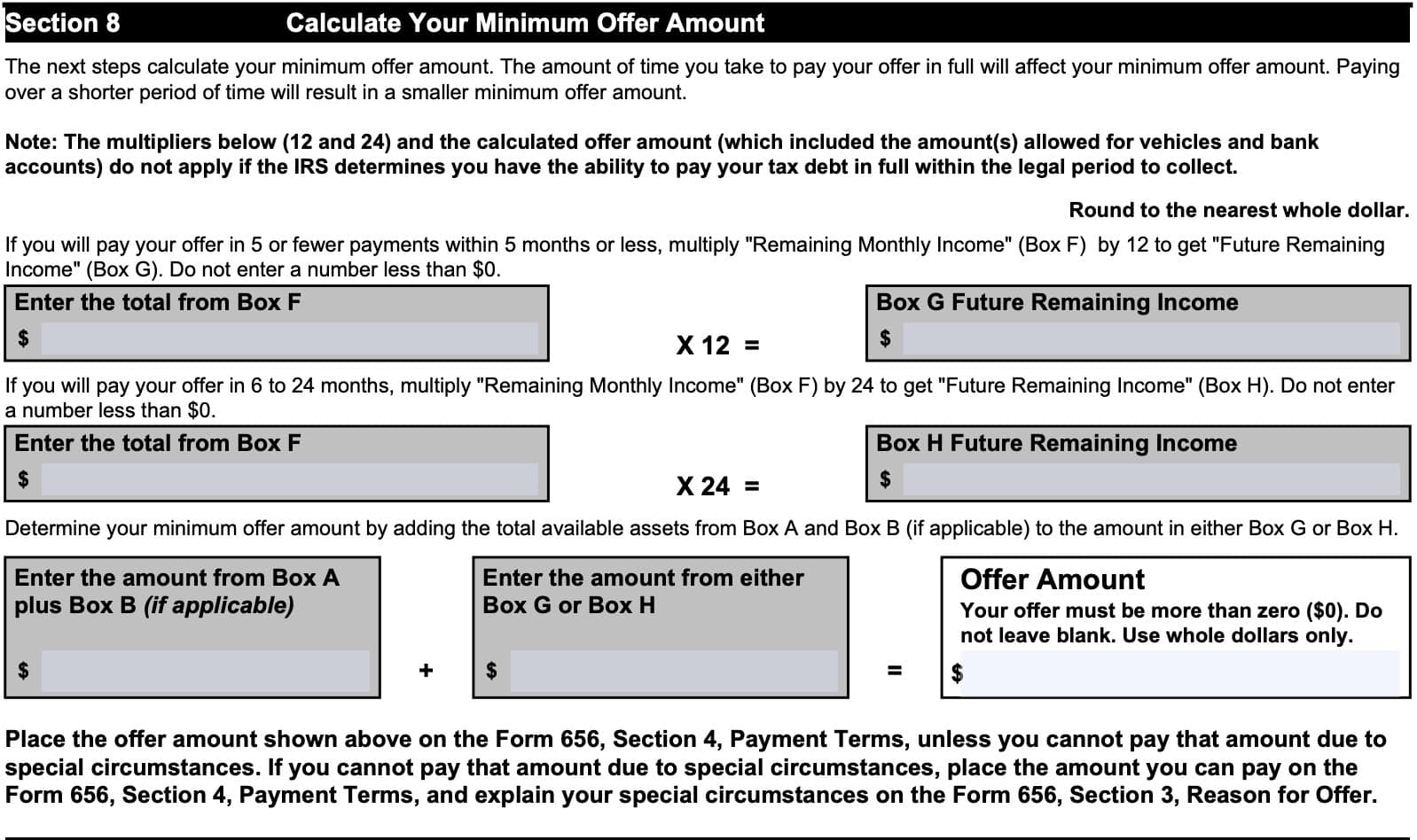 IRS Form 433 A Instructions Collection Information Statement