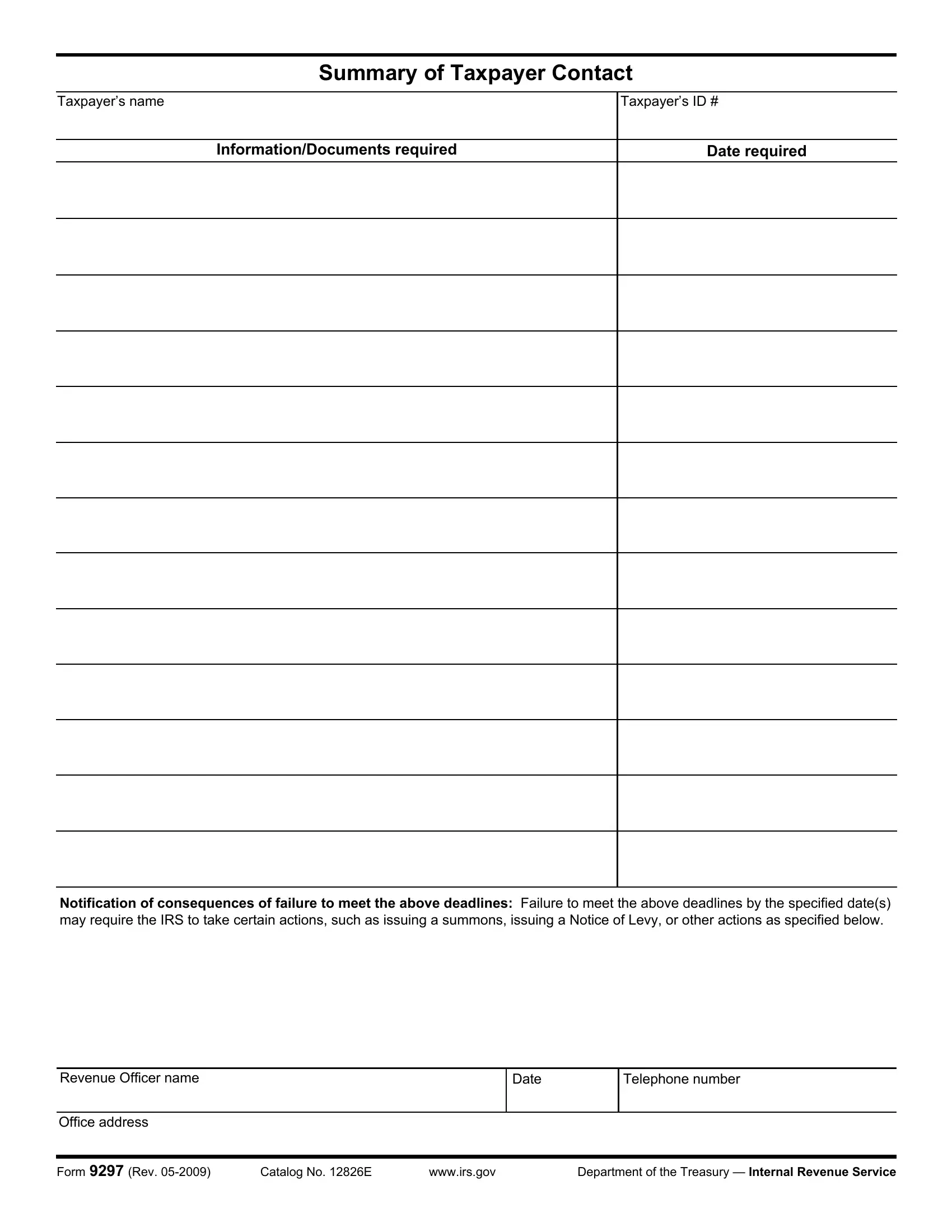 Irs Form 9297 Fill Out Printable PDF Forms Online