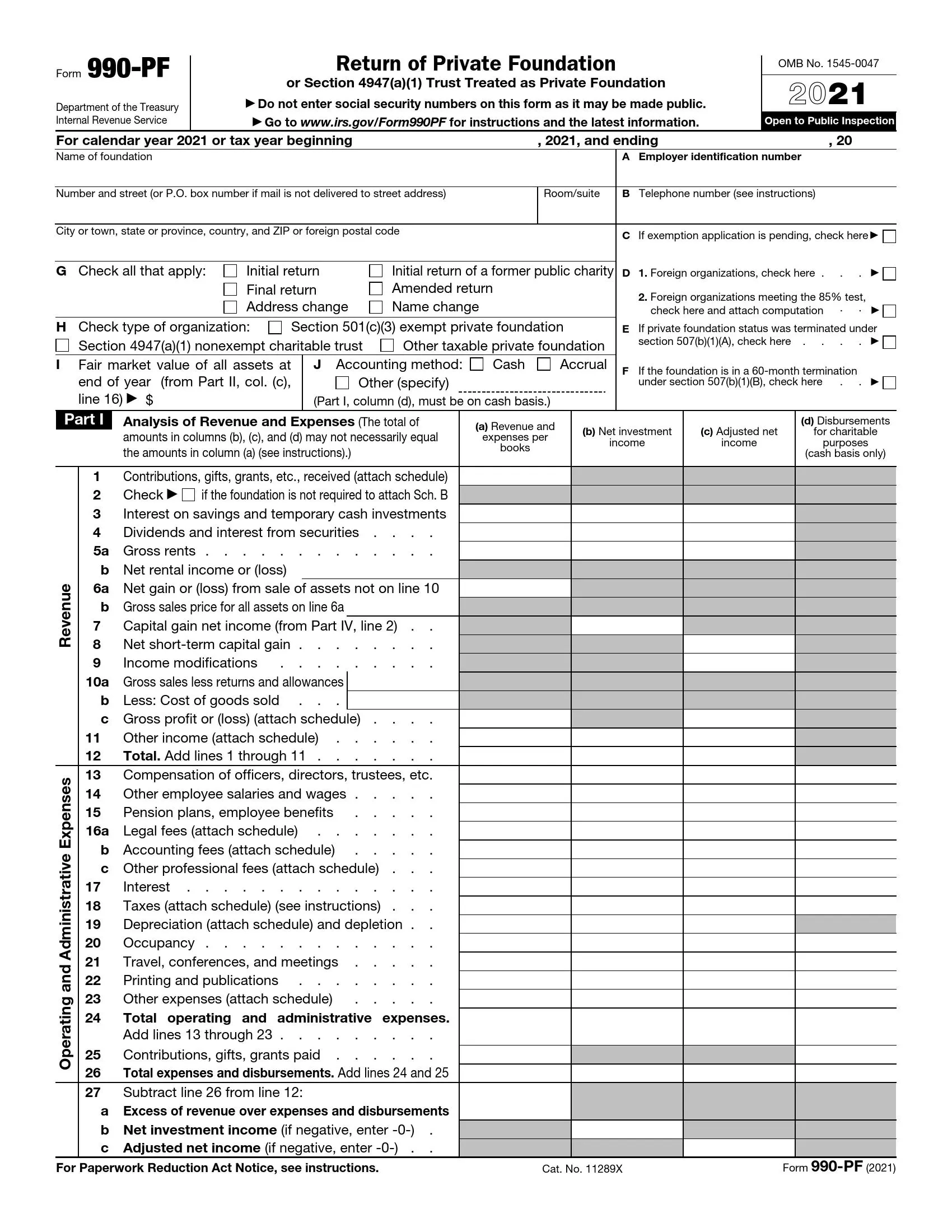 IRS Form 990 PF Fill Out Printable PDF Forms Online IRS Form 990 PF Fill Out Printable PDF Forms Online