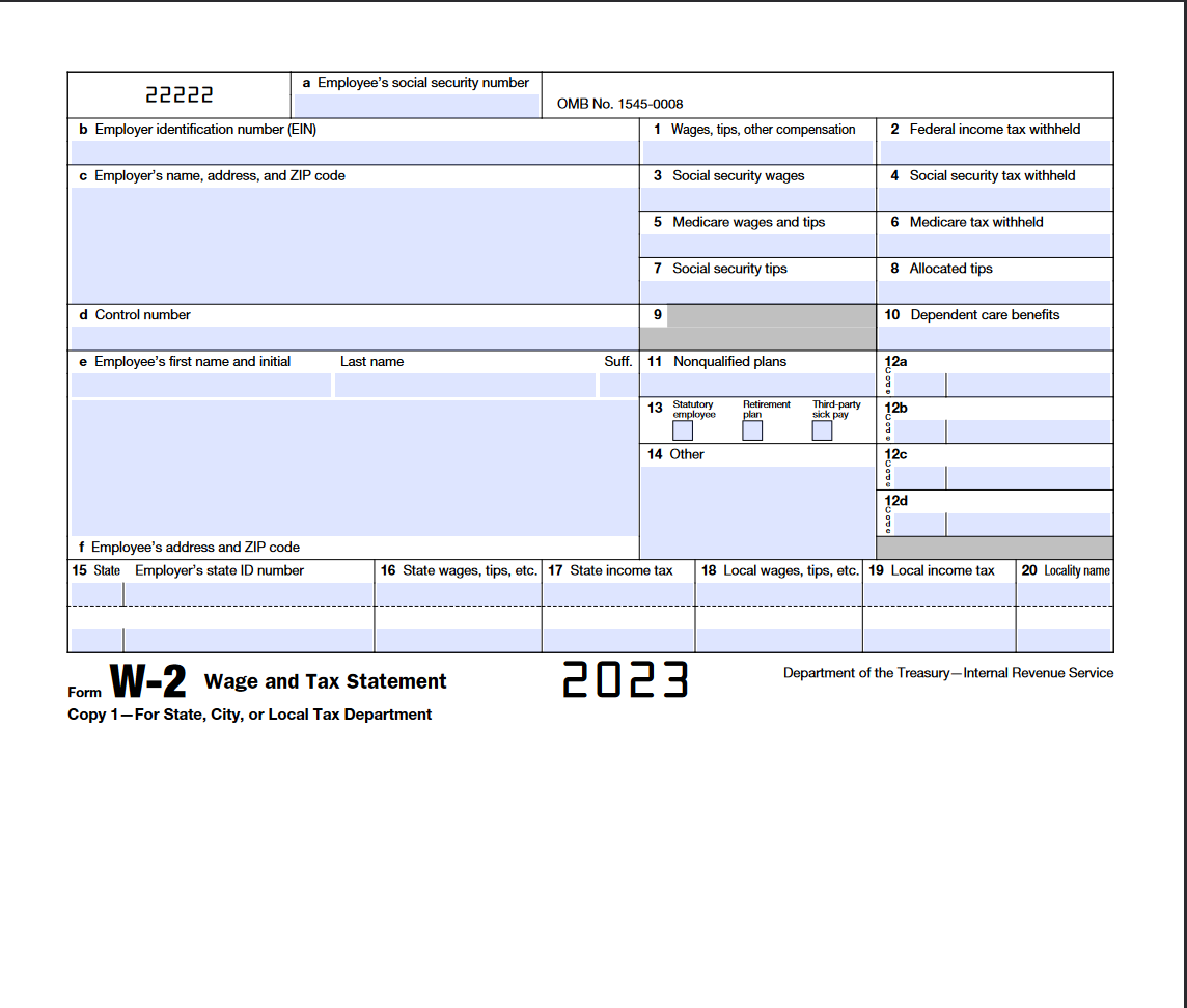 IRS Form W 2 Wage And Tax Statement Forms Docs 2023