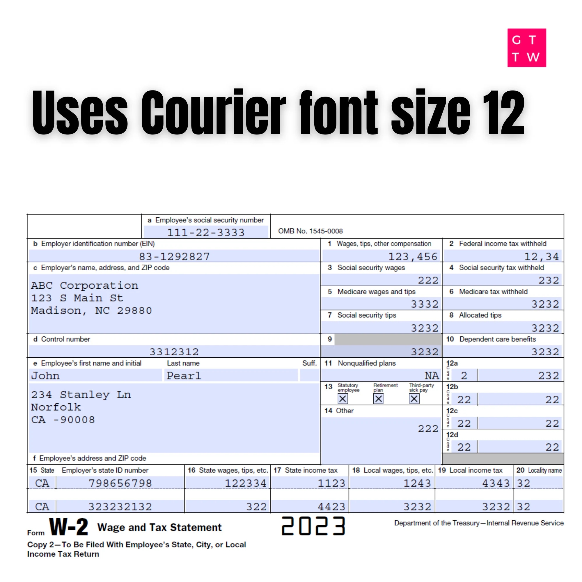 Irs W2 Printable Form