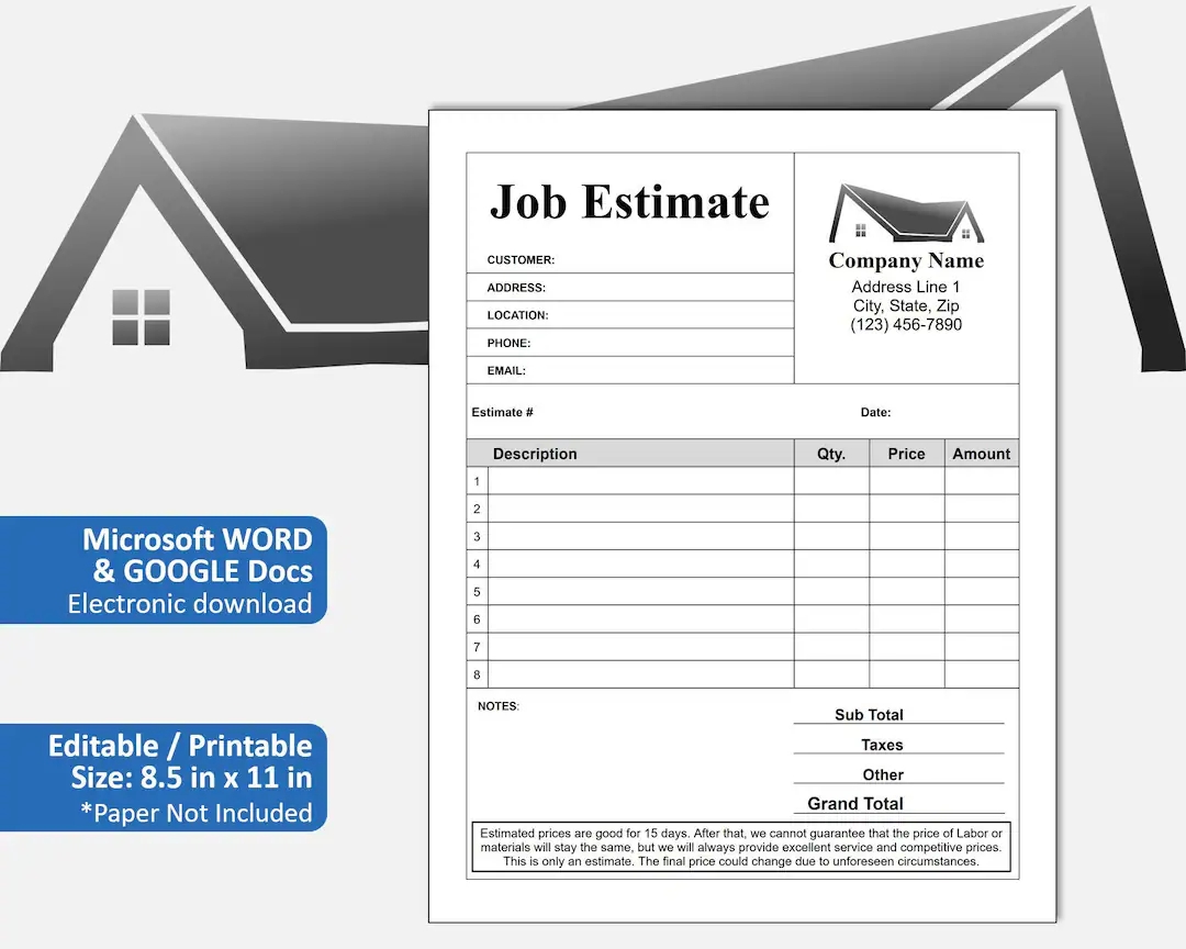 Free Printable Painting Estimate Forms