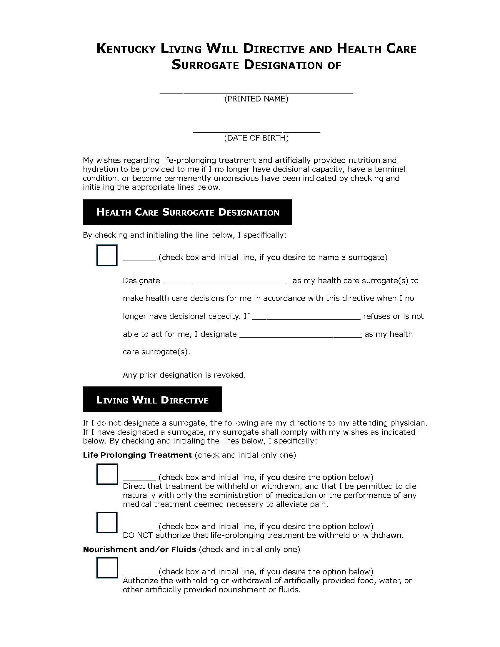 Living Will Forms Free Printable