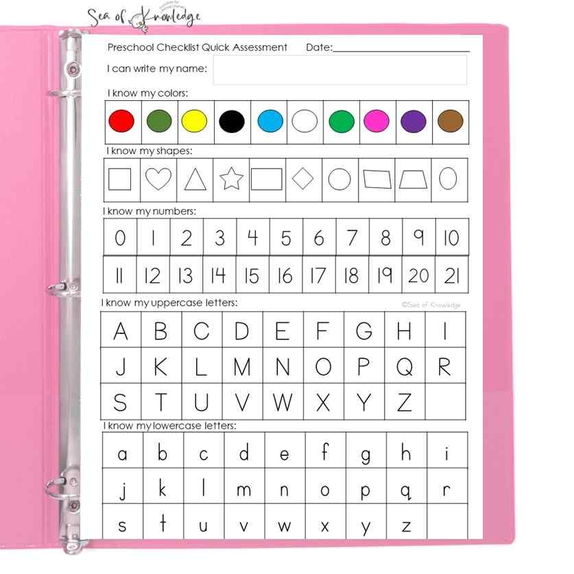 Free Printable Kindergarten Assessment Forms