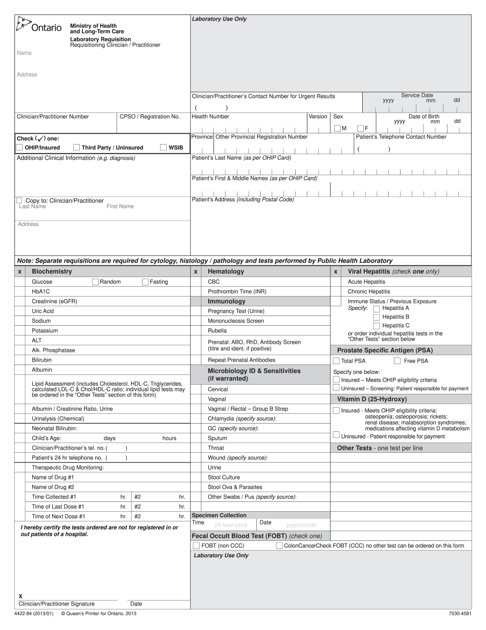 Laboratory Requisition Form PDF Fill Edit Printable PDF Forms Online