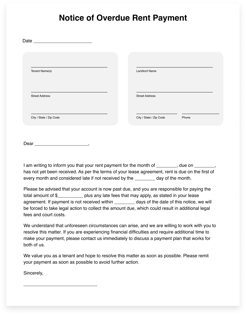 Late Rent Notice Free Template For Landlords