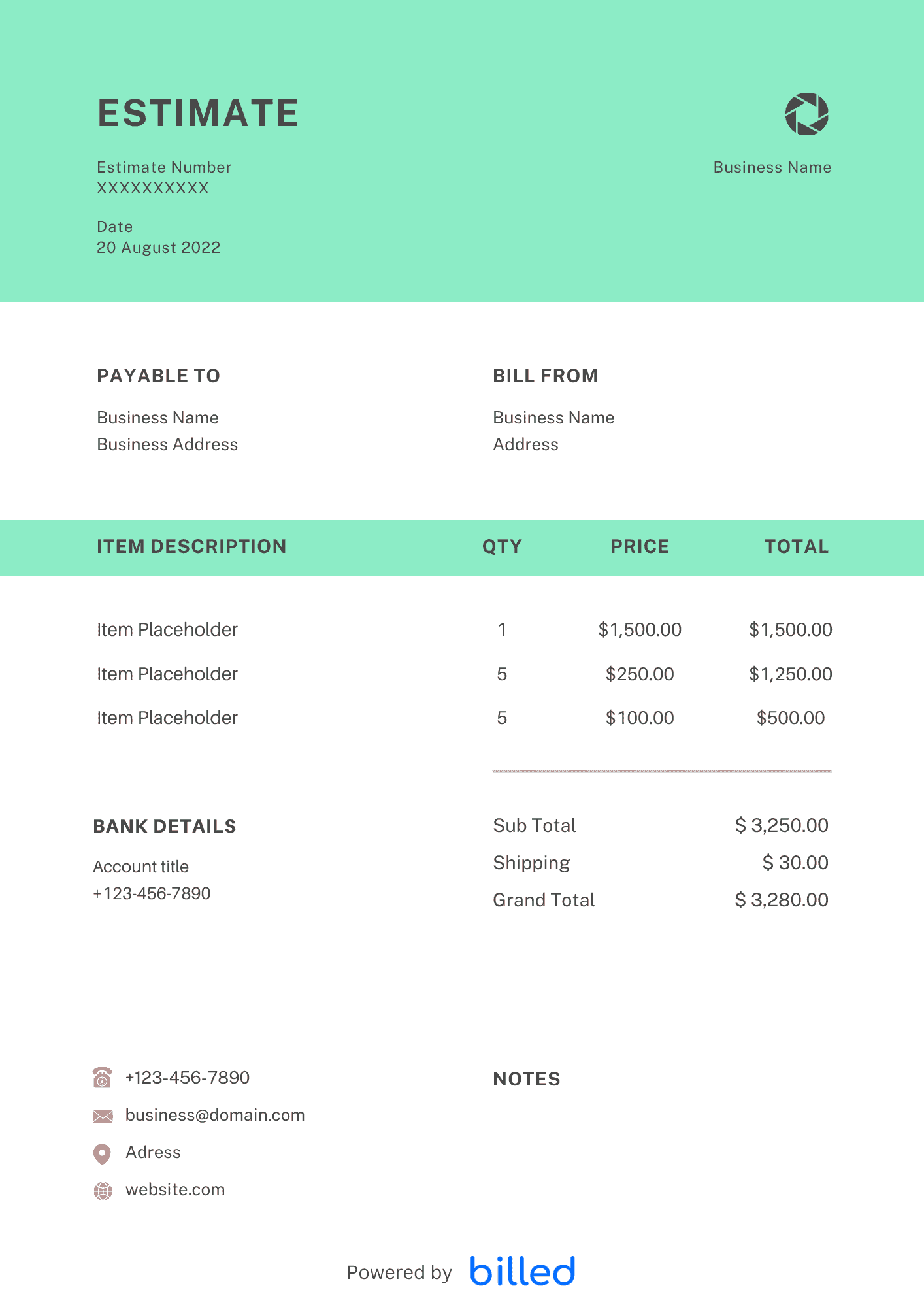Lawn Care Estimate Template Billed Free Download Lawn Care Estimate Template Billed Free Download