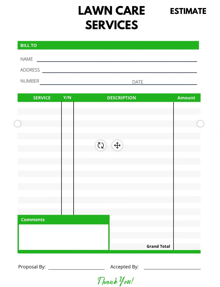 Printable Lawn Care Estimate Forms Printable Lawn Care Estimate Forms