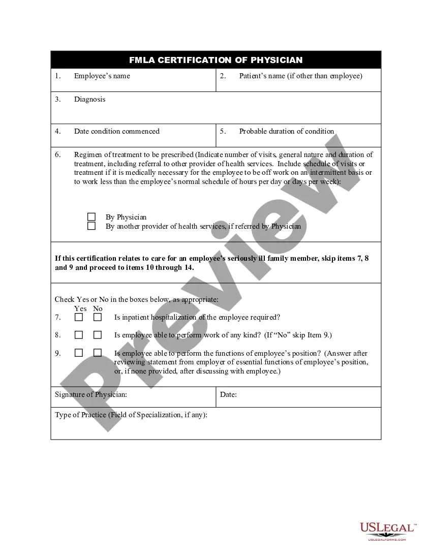 Los Angeles California FMLA Certification Of Physician US Legal Forms Los Angeles California FMLA Certification Of Physician US Legal Forms
