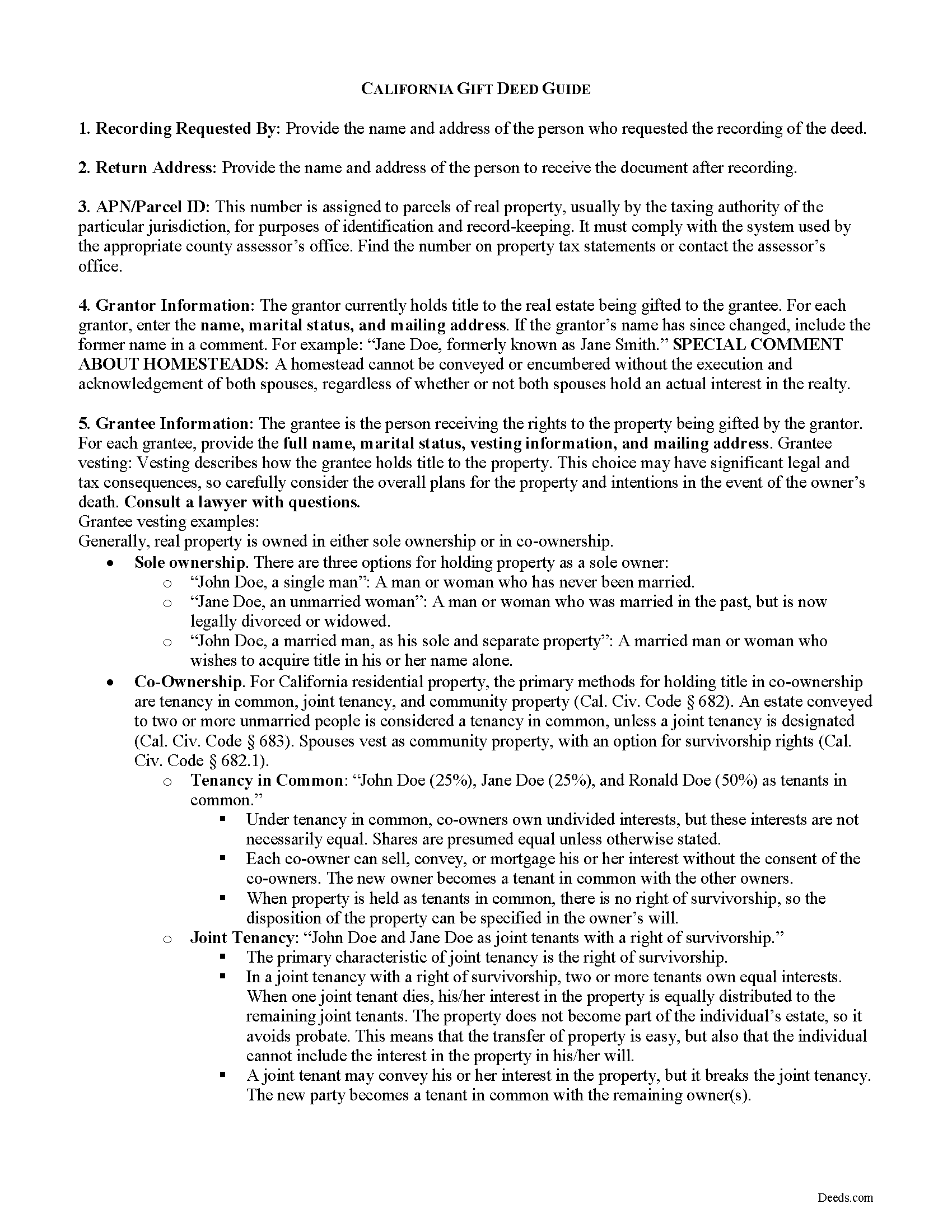 Los Angeles County Gift Deed Form California Deeds