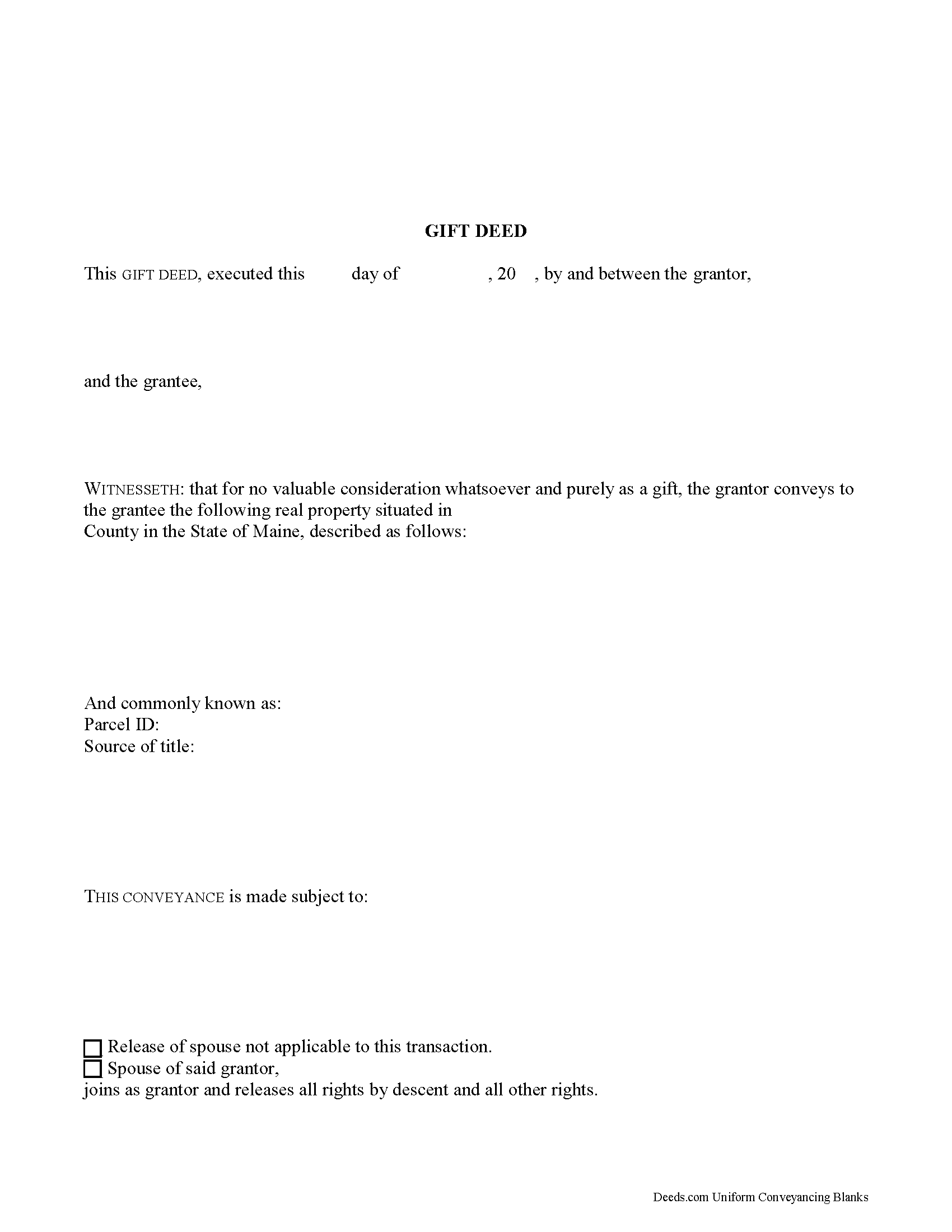 Printable Gift Deed Form