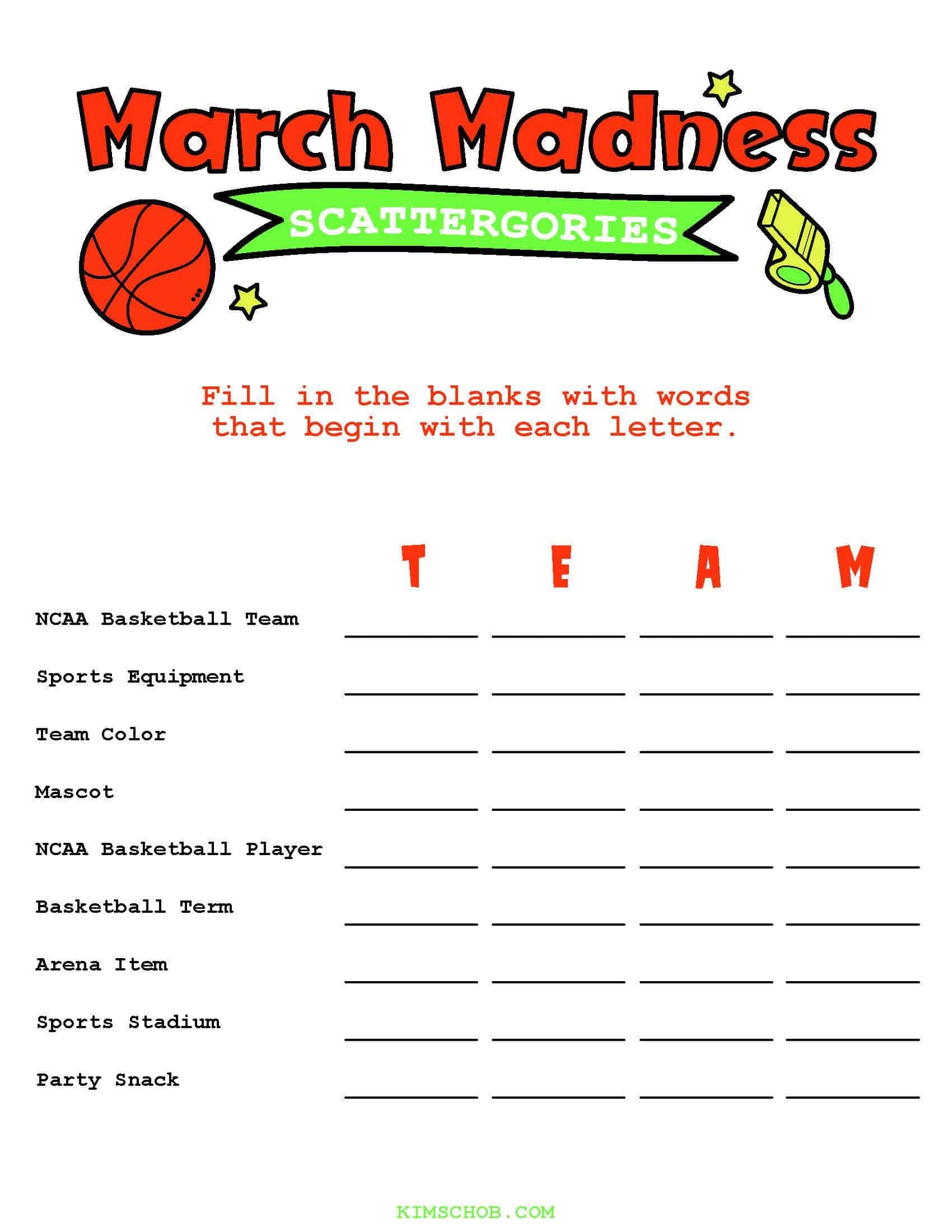 Printable Ncaa Basketball Forms