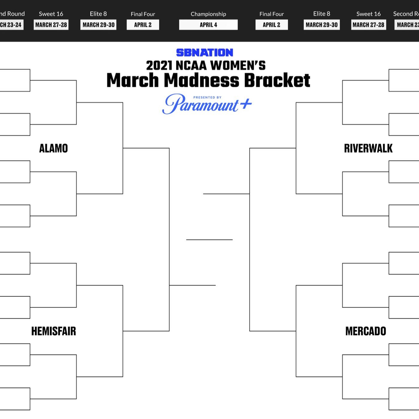 March Madness Fill Out Your Women s NCAA Bracket With Our Printable Bracket SBNation