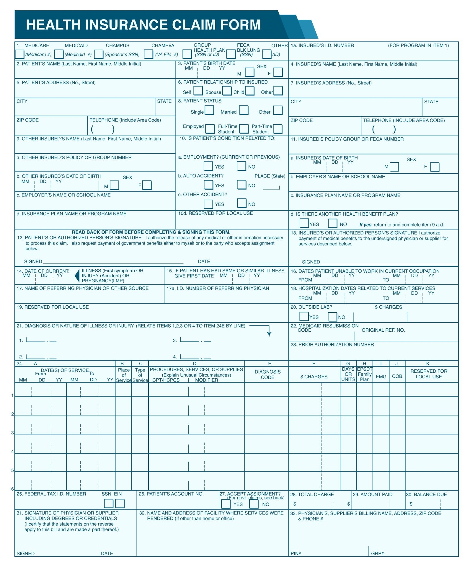 Free Cms 1500 Form Printable