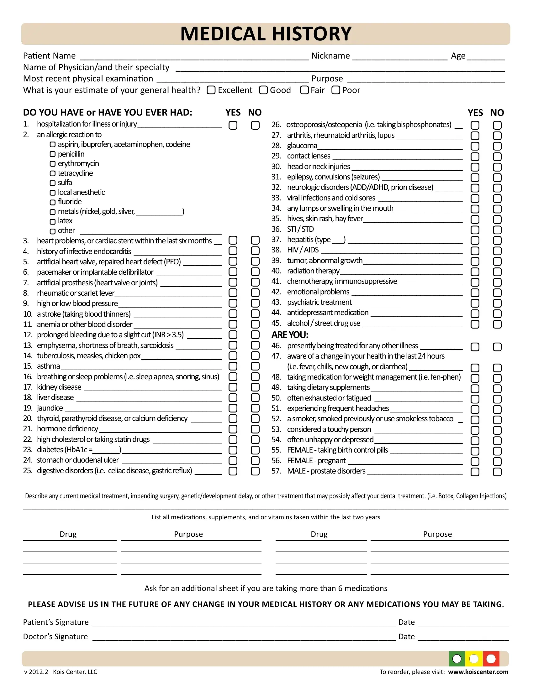 Medical History Form Printable Fill Out Printable PDF Forms Online