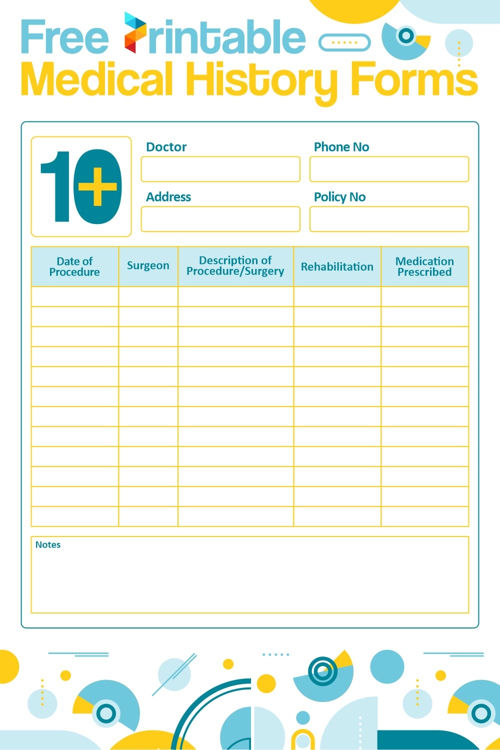 Printable Family Medical History Forms