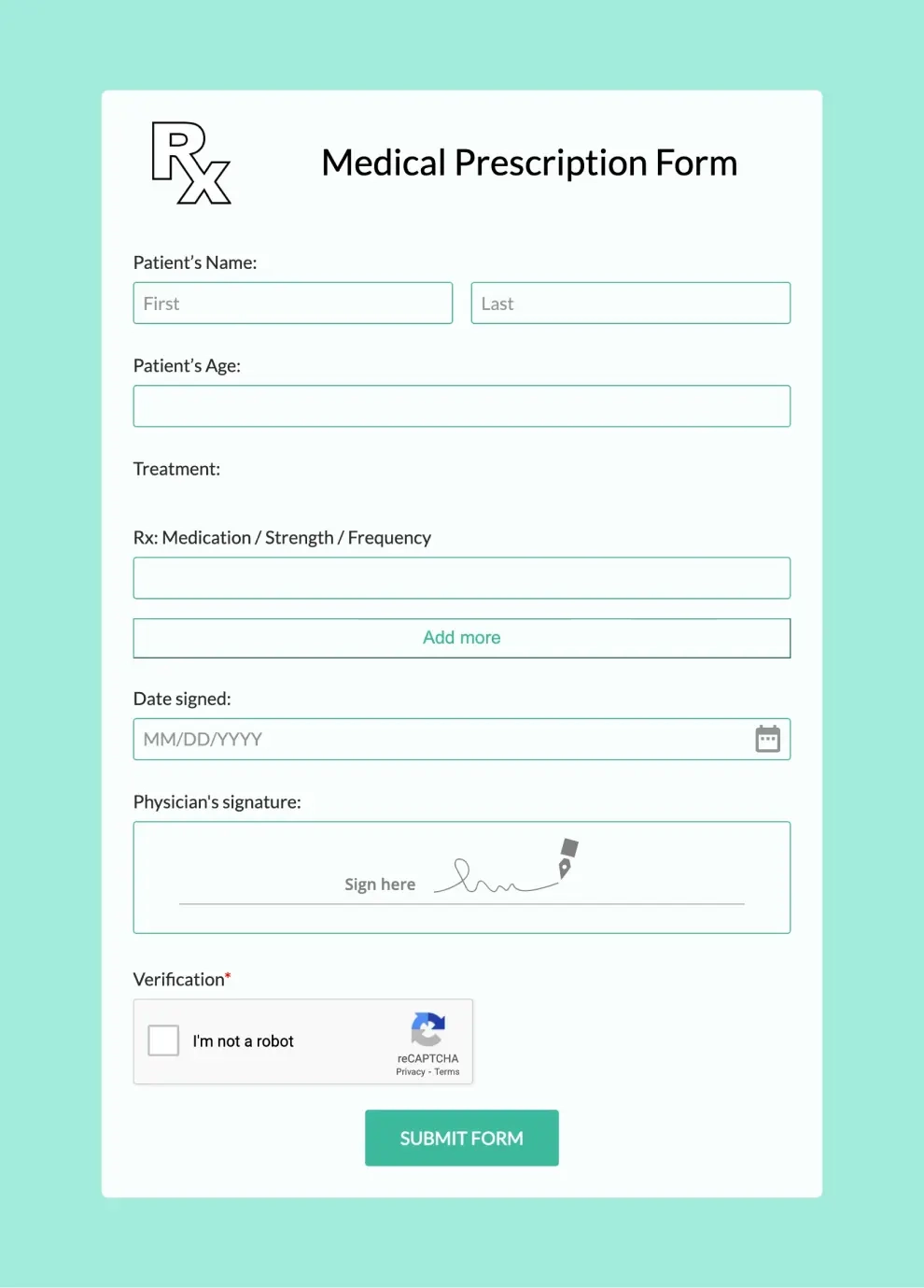 Medical Prescription Form Template 123FormBuilder