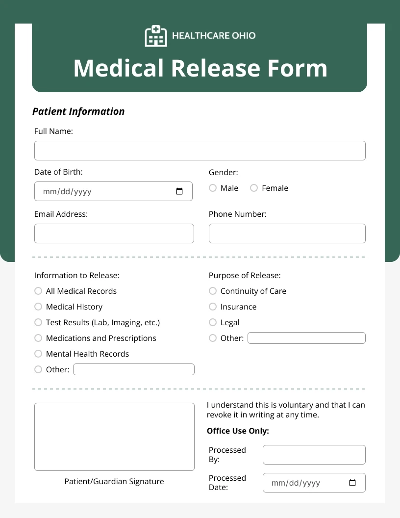 Medical Release Form Venngage