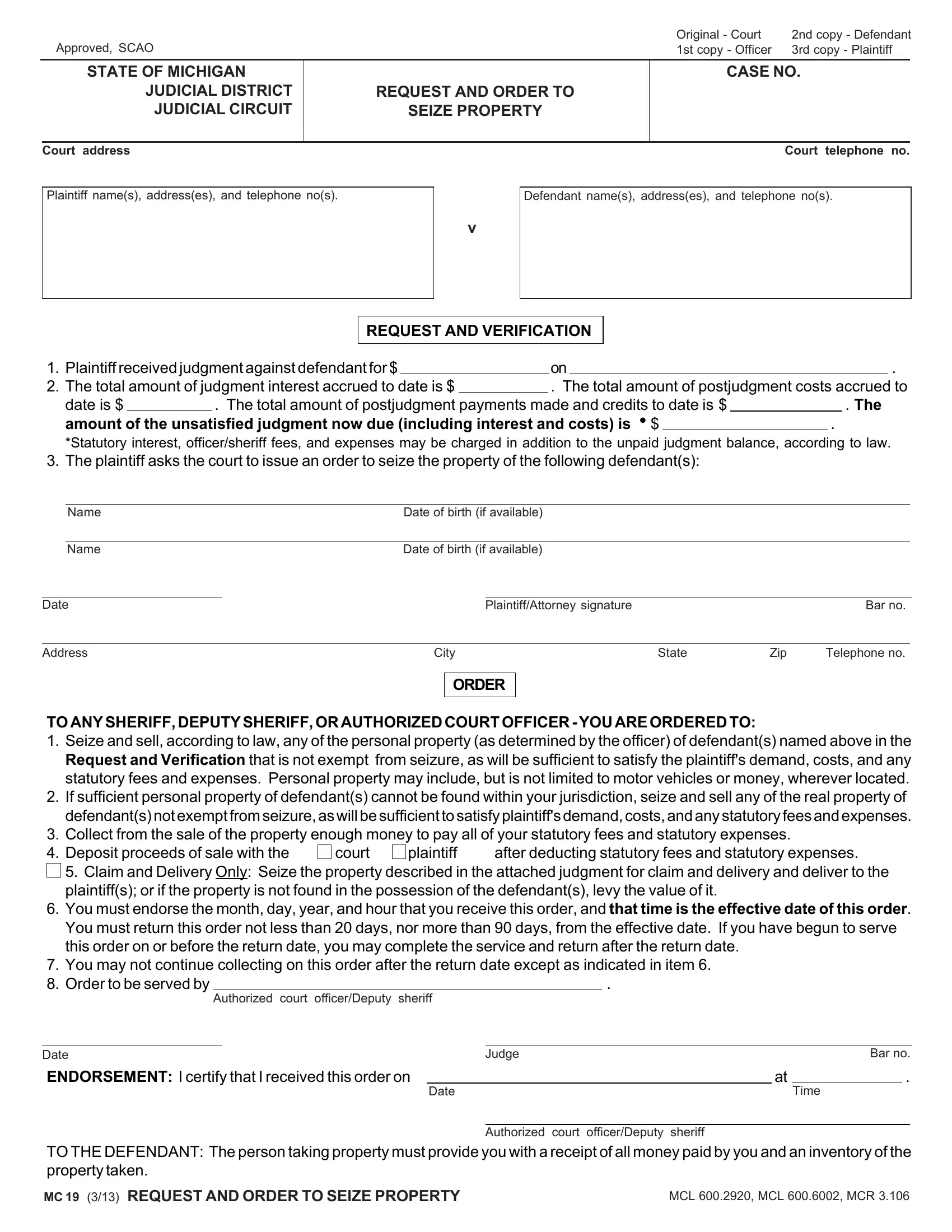 Michigan Form Mc 19 Fill Out Printable PDF Forms Online