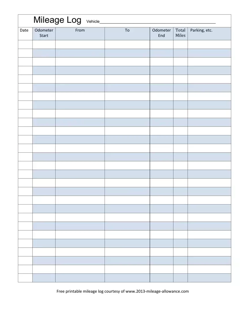 Free Printable Milage Forms