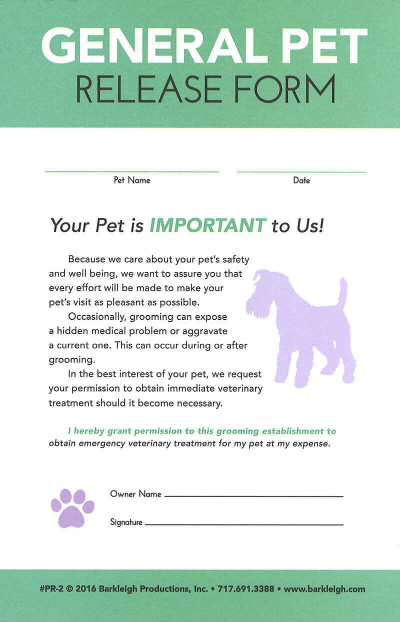 Modern General Pet Release Form Barkleigh Store