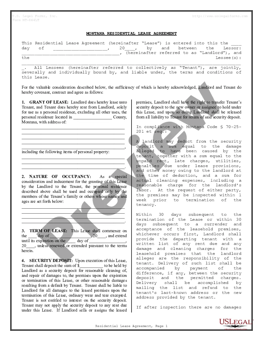 Montana Residential Rental Lease Agreement Rental Lease Agreement US Legal Forms Montana Residential Rental Lease Agreement Rental Lease Agreement US Legal Forms