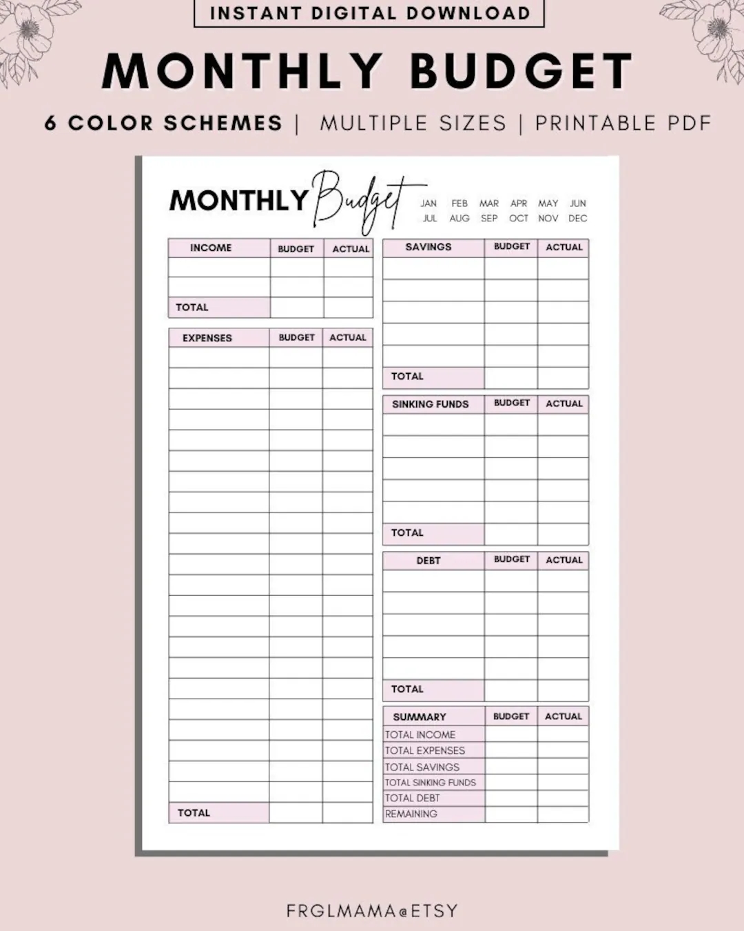 Personal Budget Forms Printable