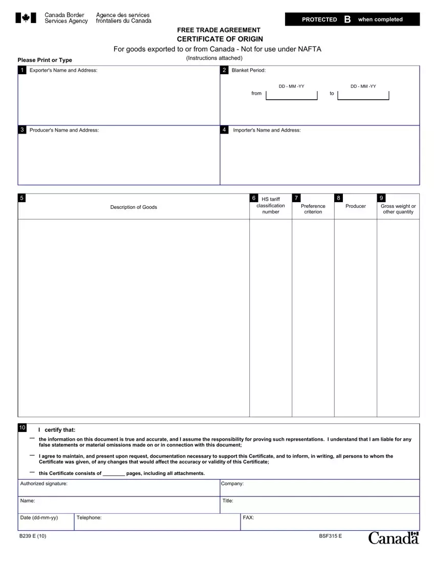 Nafta Certificate Of Origin Canada PDF Form FormsPal