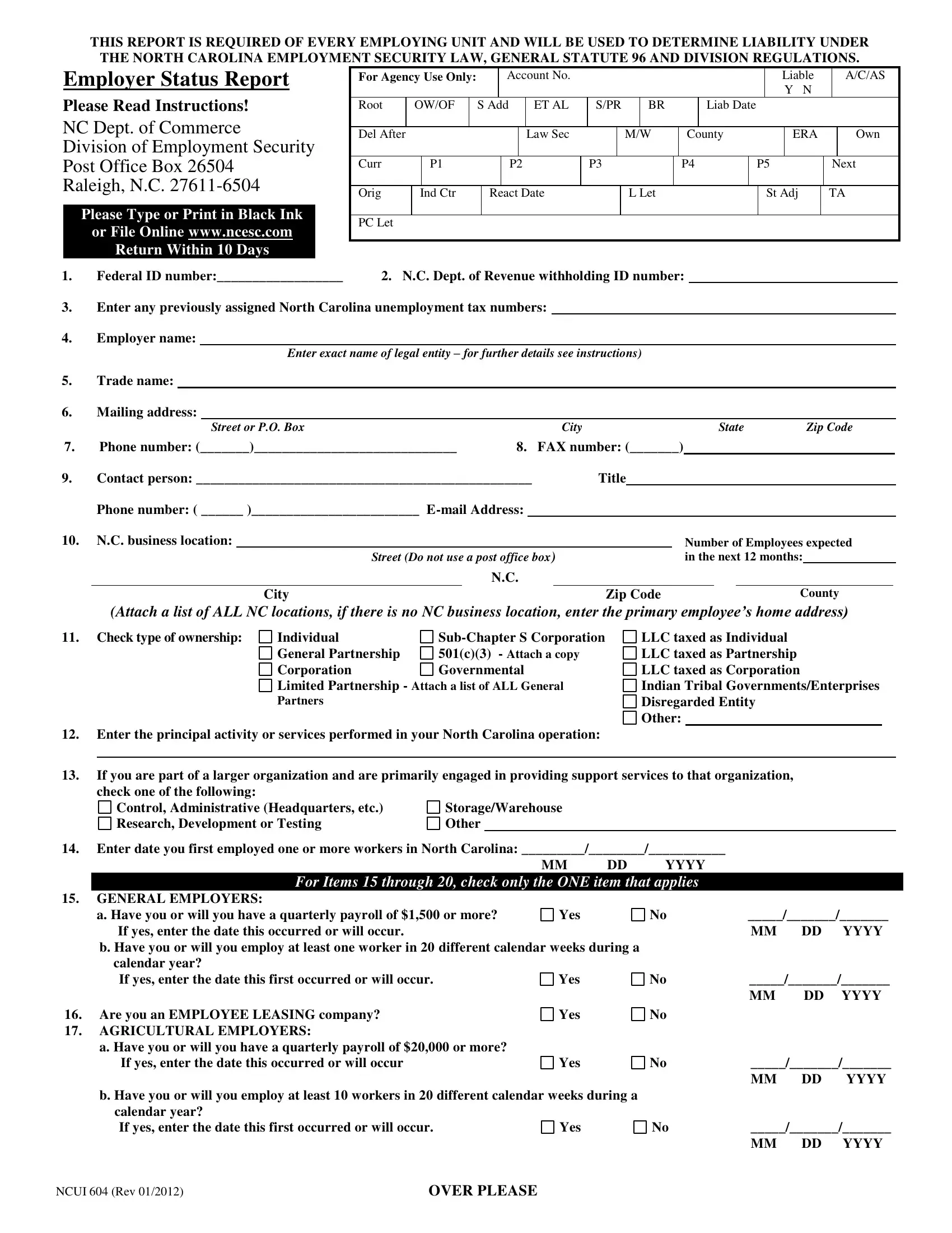 Ncui 604 Form Fill Out Printable PDF Forms Online