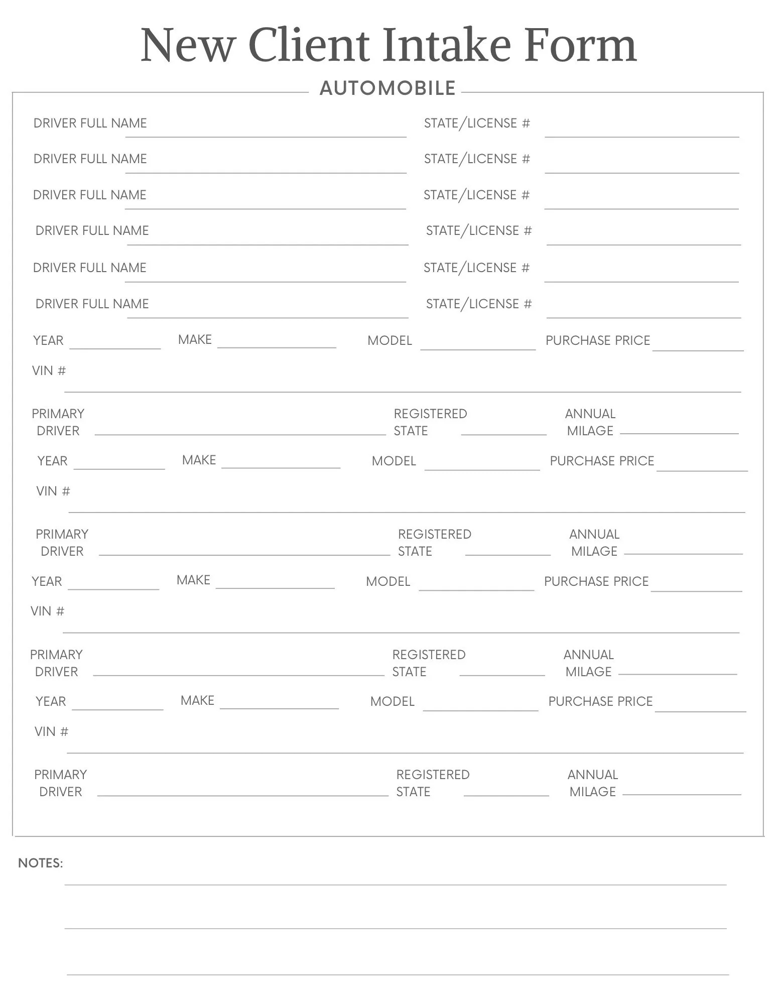 New Business Insurance Intake Form Bundle Personal Insurance Commercial Insurance Health Life Customizable PDF Template Etsy