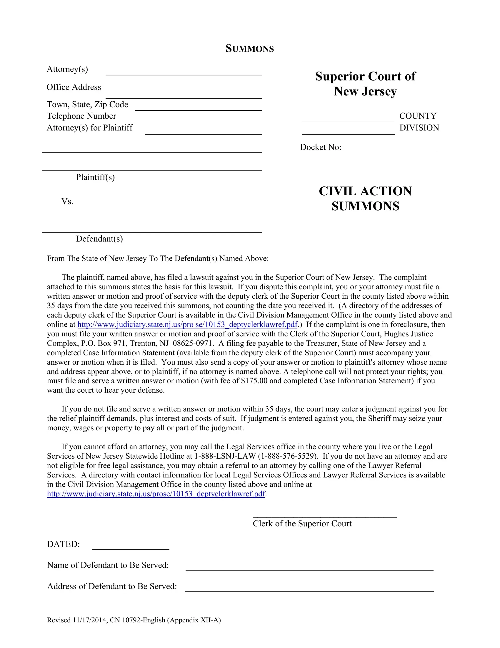 New Jersey Civil Form Fill Out Printable PDF Forms Online New Jersey Civil Form Fill Out Printable PDF Forms Online