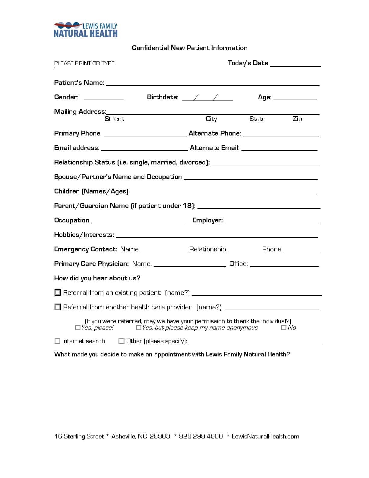 New Patient Forms Lewis Family Natural Health