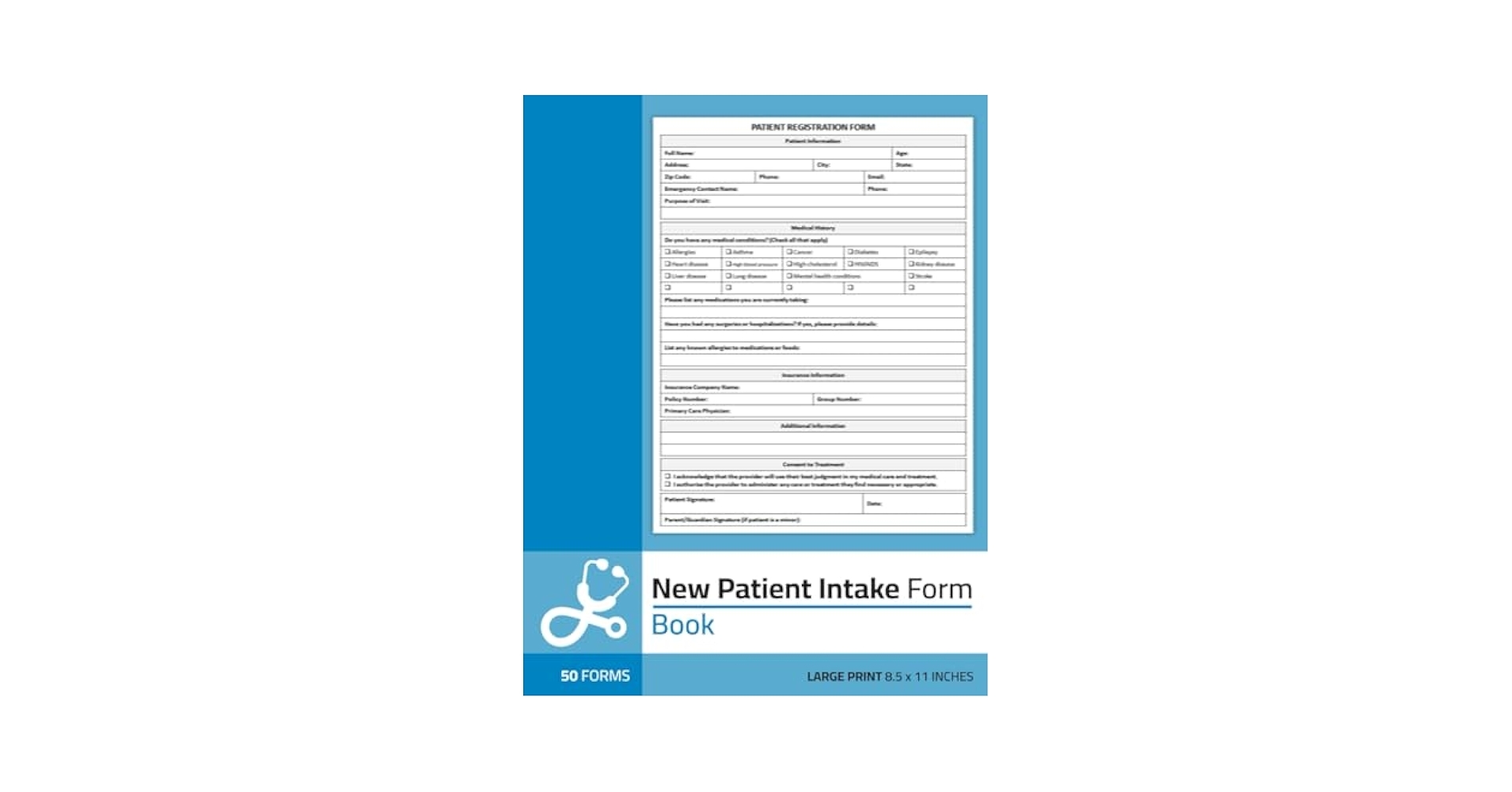 New Patient Intake Form Book Patient Registration Forms For Hospitals Clinics Health Centers And Private Practices 50 Forms Publishing Lkod Npi Amazon Books