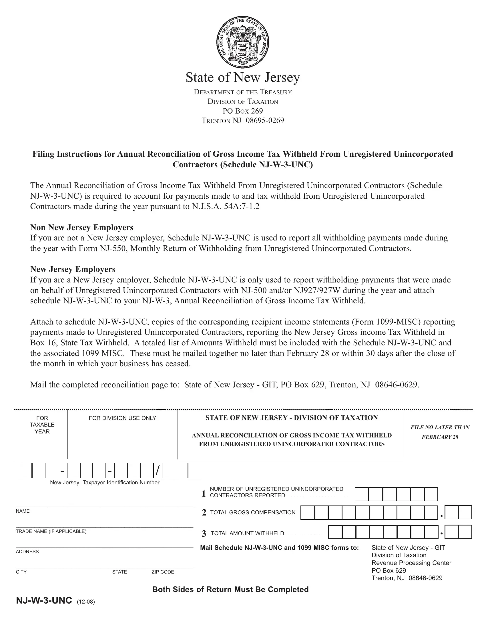 Nj W3 Form Fill Out Printable PDF Forms Online
