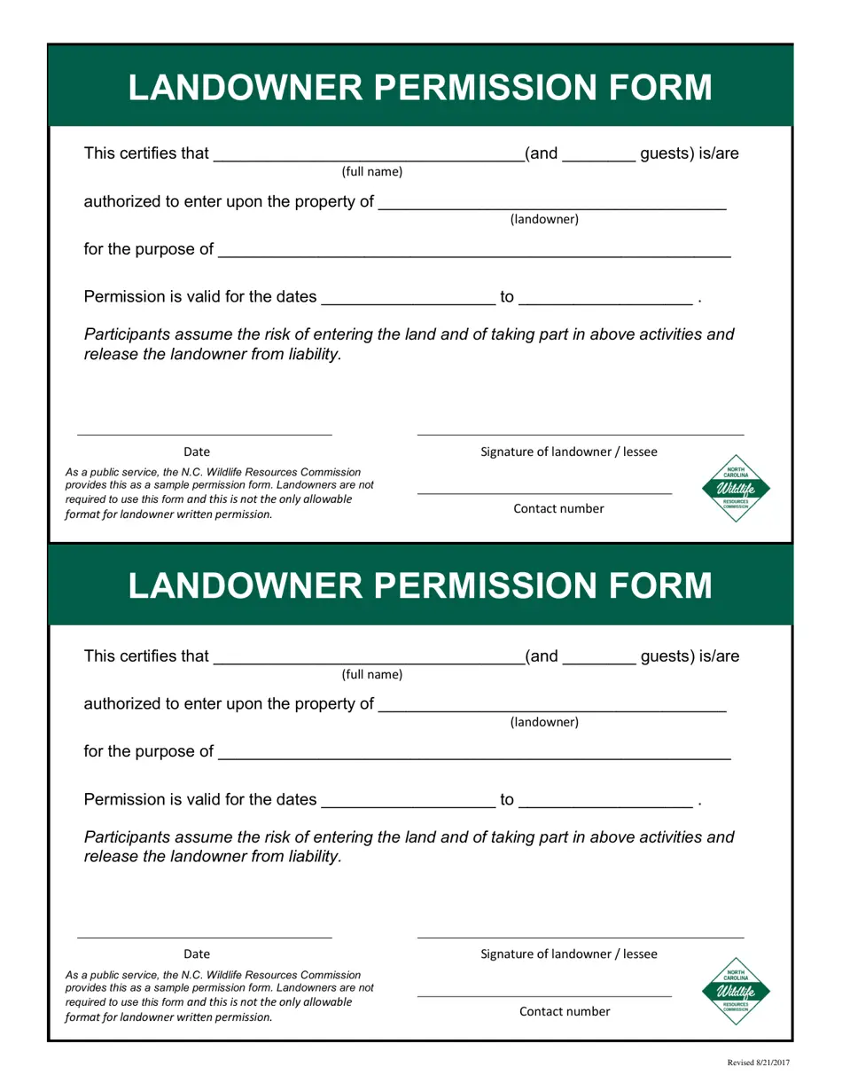 North Carolina Landowner Permission Form Fill Out Sign Online And Download PDF Templateroller North Carolina Landowner Permission Form Fill Out Sign Online And Download PDF Templateroller