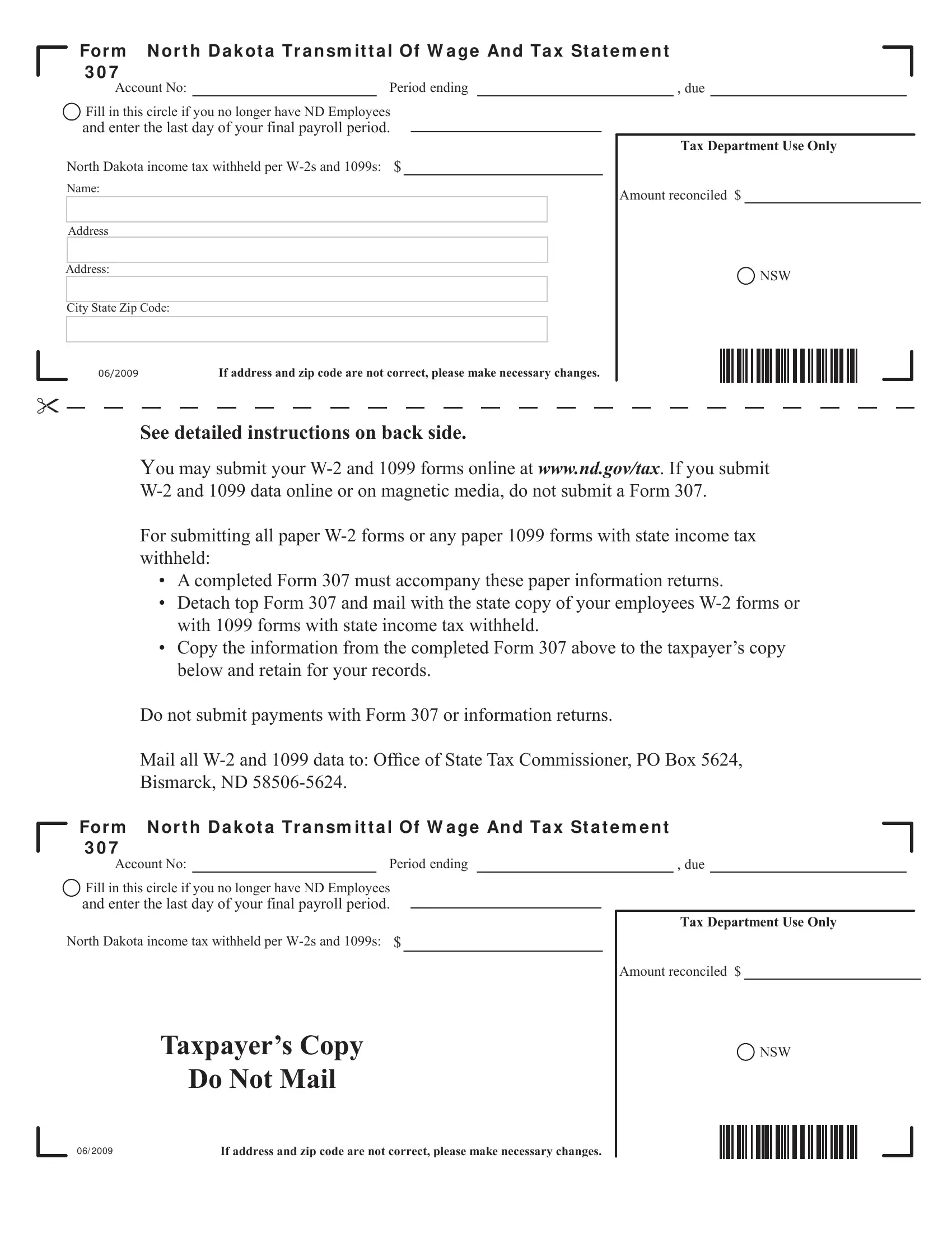 Fillable Printable 2009 W2 Form