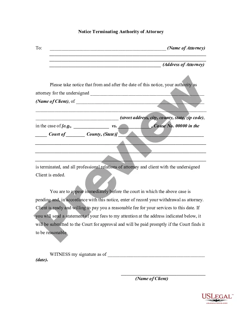 Notice To Fire Or Terminating Authority Of Attorney US Legal Forms Notice To Fire Or Terminating Authority Of Attorney US Legal Forms