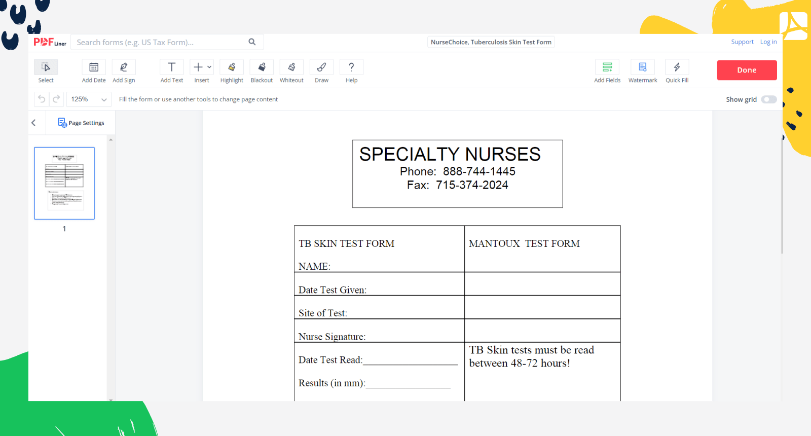 Nurse Choice Tuberculosis Skin Test Form Blank Online PDFliner Nurse Choice Tuberculosis Skin Test Form Blank Online PDFliner