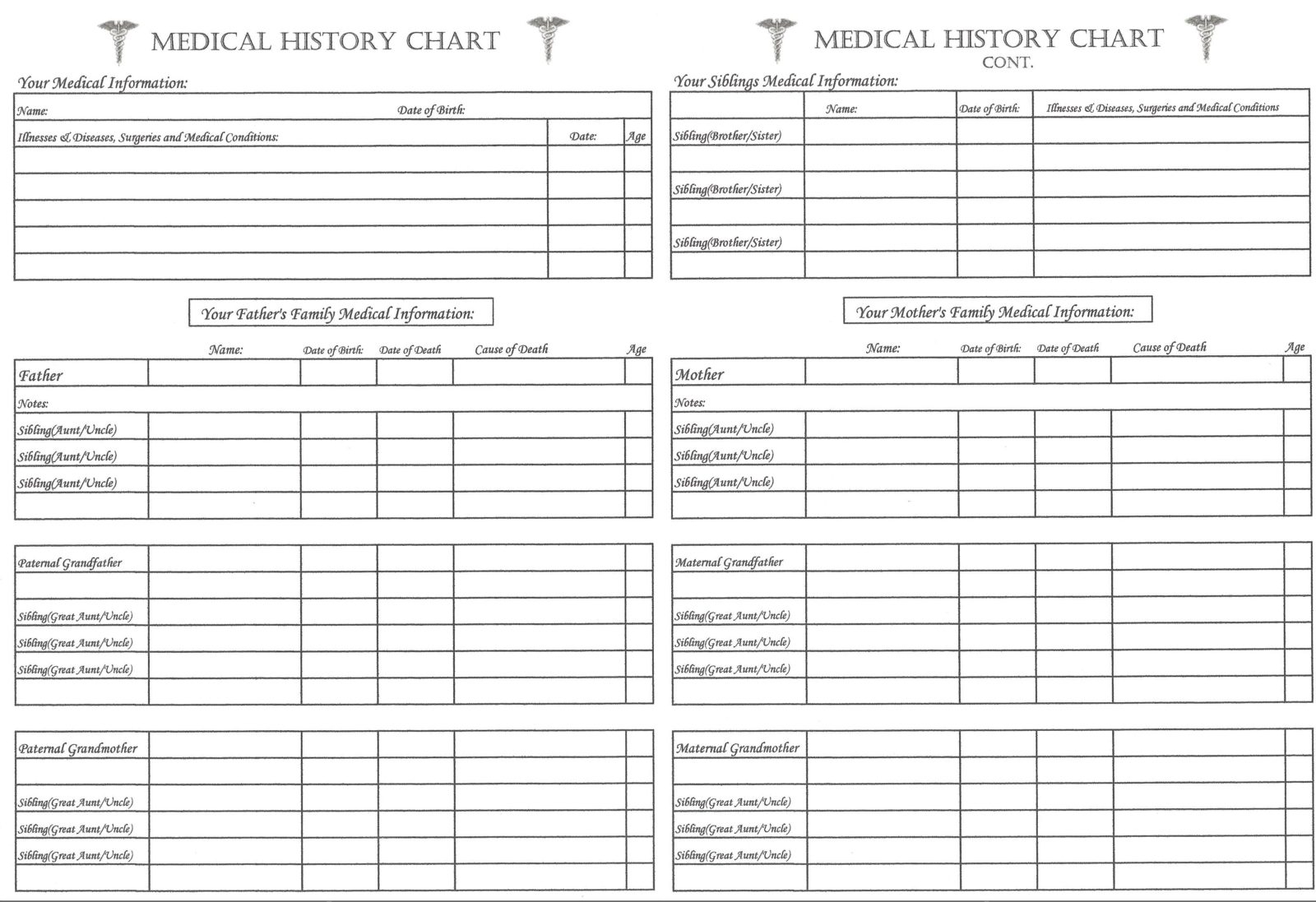 Oak Tree 6 x 8 Medical History Chart Scrapbook Your Family Tree