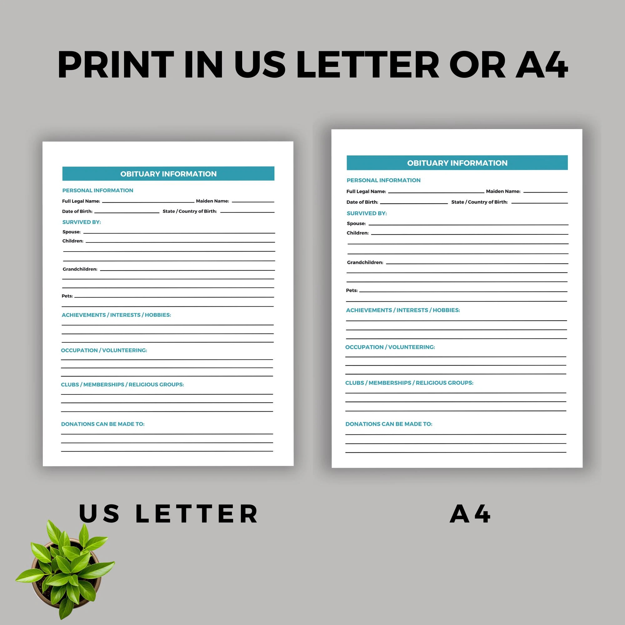 Obituary Planner Obituary Template Funeral Program End Of Life Planner How To Write An Obituary Death Notice Template Etsy