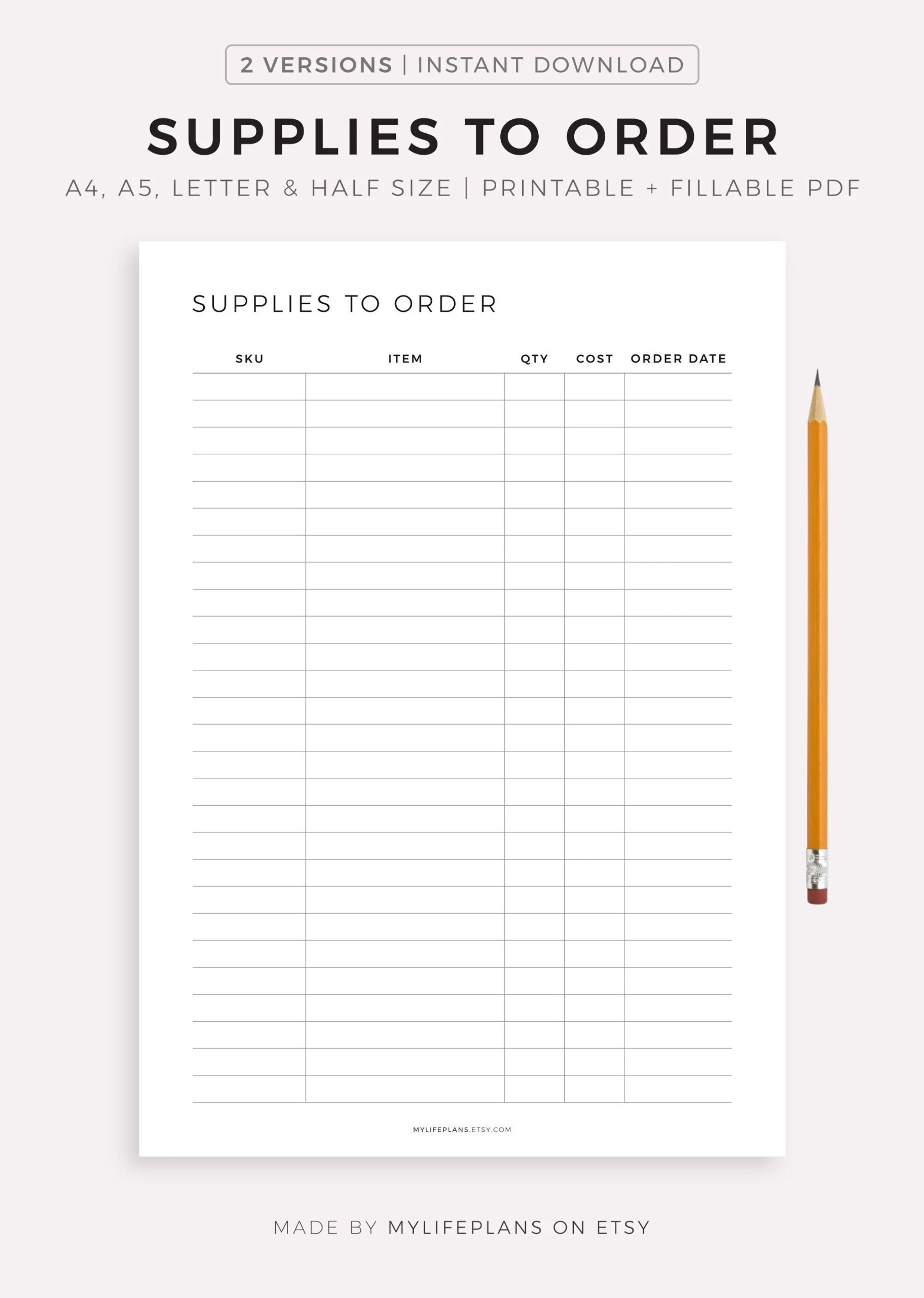 Office Supply Order Form Etsy Office Supply Order Form Etsy