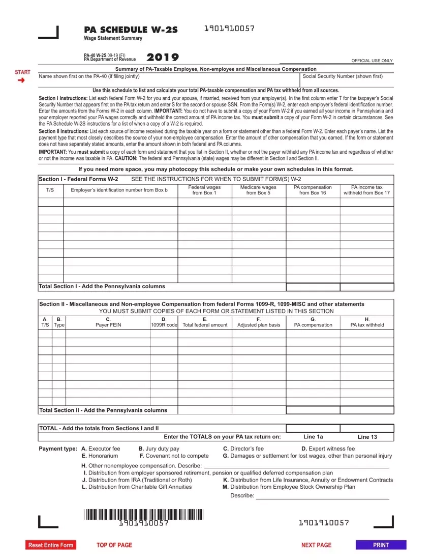 Pa Form W2S Fill Out Printable PDF Forms Online