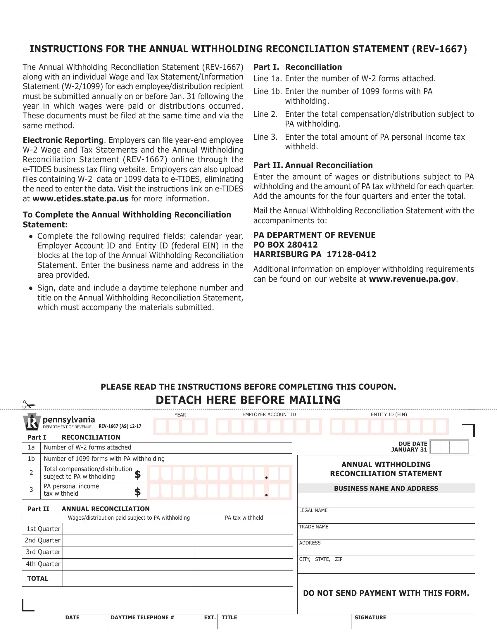 Pa W 2 Form Fill Out Printable PDF Forms Online