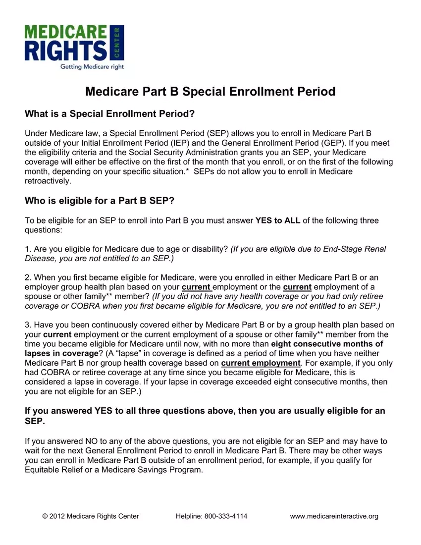 Part B Special Enrollment Fill Out Printable PDF Forms Online