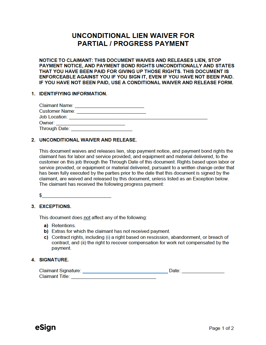 Partial Lien Release Template Project Management Templates