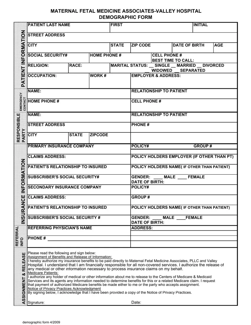 Patient Demographics Form Fill Out Printable PDF Forms Online