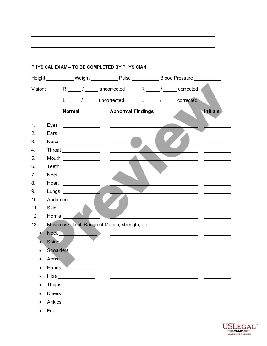 Physical Form For School US Legal Forms